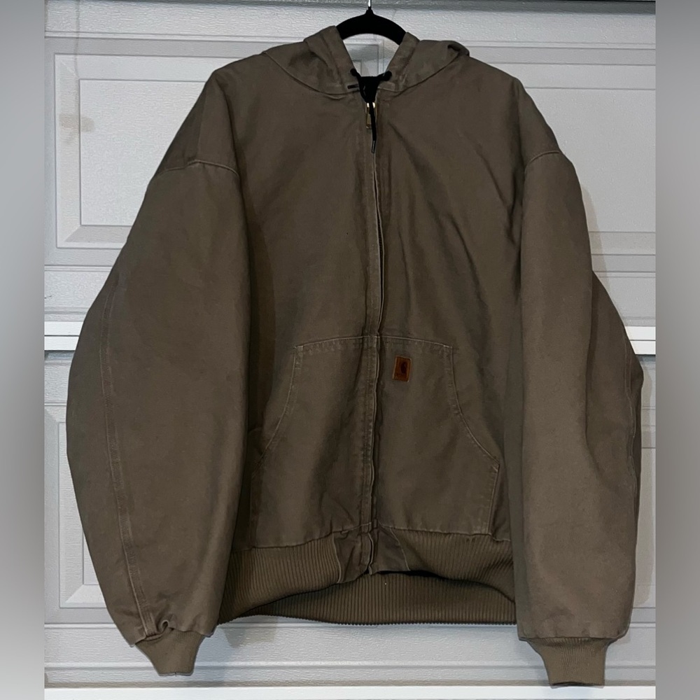 Carhartt Jacket J130MUS Hooded Quilted Lined Work‎ Coat Brown Mushroom 3XL